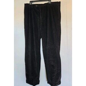 Vintage 90s Perry Ellis Pants Mens 40x32 Trousers Wide Black Corduroy Baggy